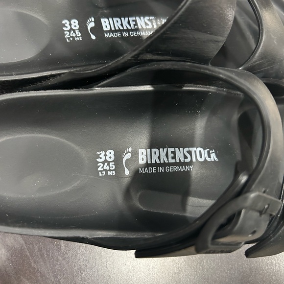 Birkenstock Arizona Sandals Black Leather Double Strap Size 38 EU 7-7.5 US - Picture 4 of 8